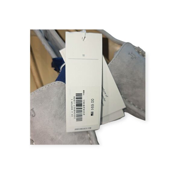 New Janie and Jack Suede Driving Shoes Boys 11 Gray Leather - Picture 6 of 6